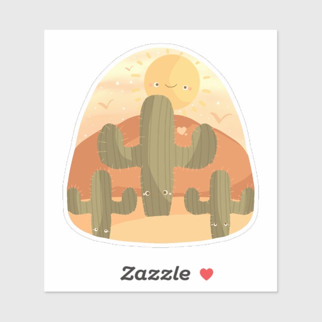 Pegatina Cactus Desert With Sun (Hoja)