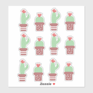 Pegatina Cactus Lindos Cactos Plantas Envasadas Set Pegatin