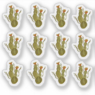 Pegatina Cactus Mano Pintada Elegante Planta De Verdor