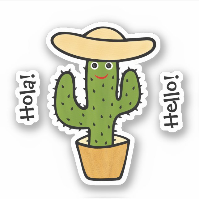 Pegatina Cactus mexicano lindo  (Anverso)