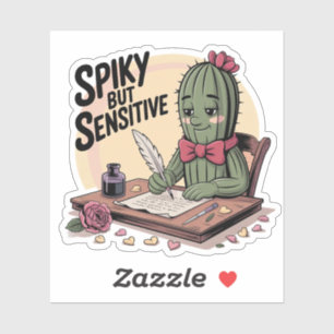 Pegatina Cactus Poeta Espinoso pero Sensible Escribiendo