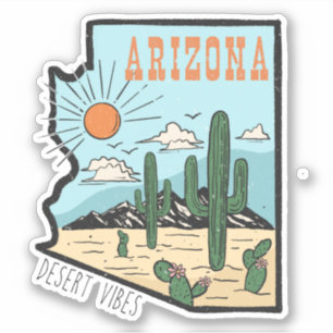 Pegatina Cactus Viaje Desierto Arizona Vintage Retro
