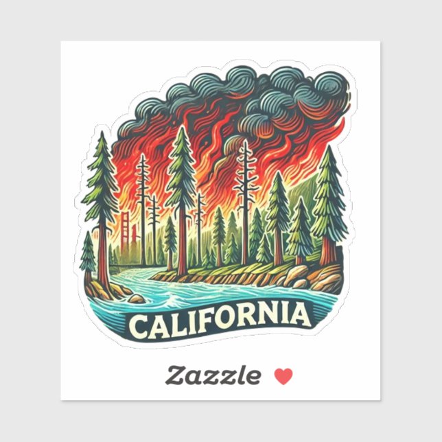 Pegatina cadena de claves CALIFORNIA FIRE (Hoja)