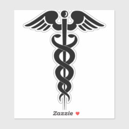 Pegatina caduceus-medicina-símbolo-médico-logo