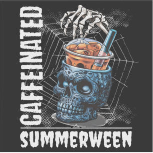 Pegatina Café con cafeína Calavera Café helado Summerween G