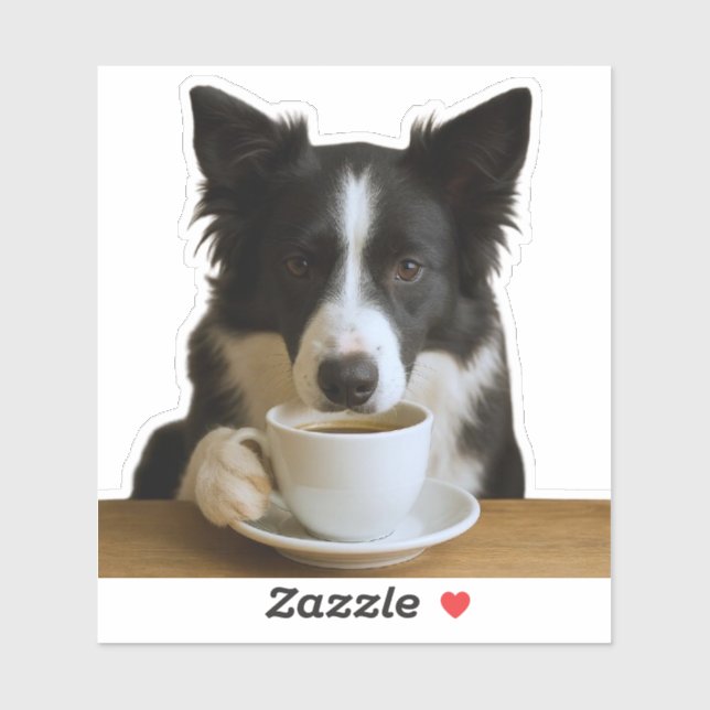 Pegatina Café con el Collie (Hoja)