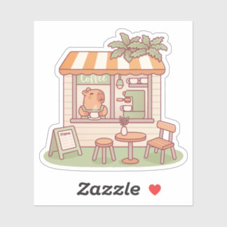 Pegatina Café Cute Capybara Barista