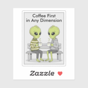 Pegatina Café Divertido y Alienígenas