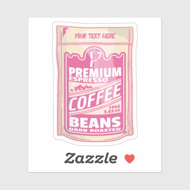 Pegatina Café espresso premium frijoles de comida rosa pop  (Hoja)