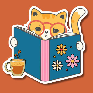 Pegatina Café, gatos y clásicos impermeables