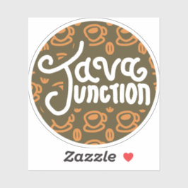 Pegatina Café Java Junction y Bean Brown