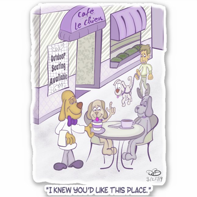 Pegatina Cafe Le Chien Personalizado-Pegatinas (Anverso)