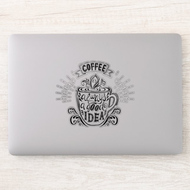 Pegatina Café siempre una buena idea (Ordenador)