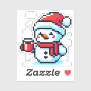 Pegatina Café Snowman - Navidades de arte pixel acogedor di