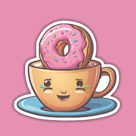 Pegatina Café sonriente con Dunking Donut a prueba de agua