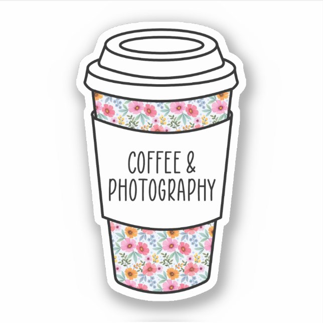 Pegatina Café y fotografía, regalo divertido de fotógrafo (Anverso)