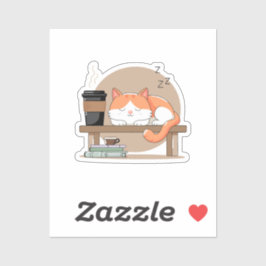 Pegatina Café y gato