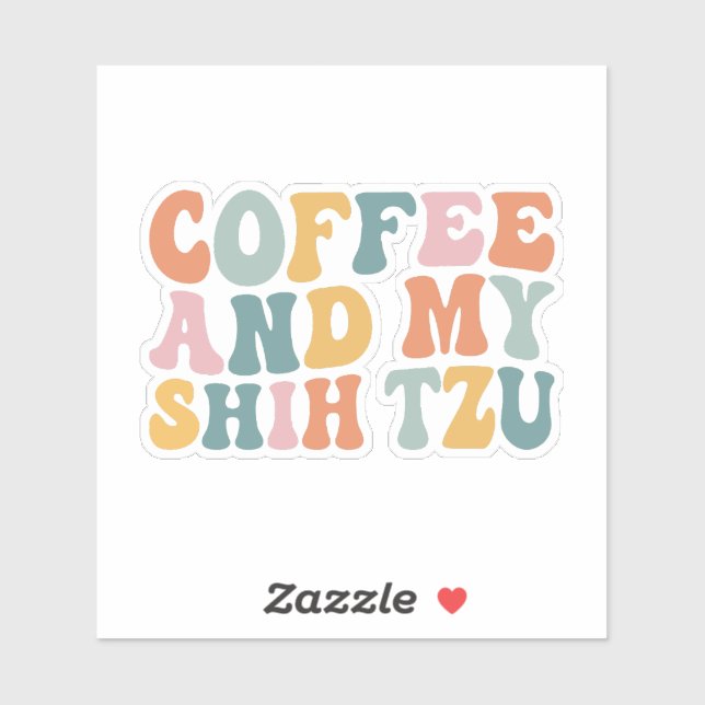 Pegatina Café y mi Tzu (Hoja)