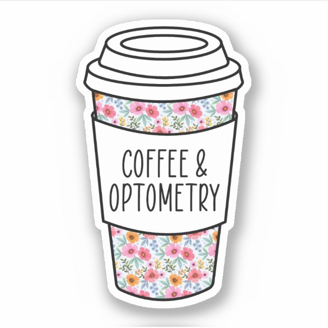 Pegatina Café Y Optometría, Regalo Optometrista, Optometría (Anverso)