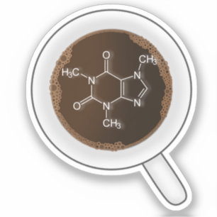 Pegatina Cafeína, fórmula molecular - Bebe café