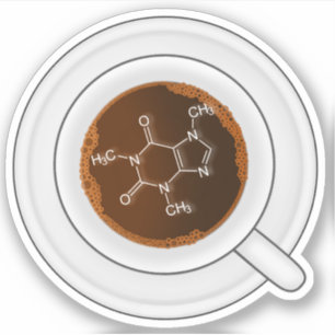 Pegatina Cafeína Molécula (Estructura) Café Copa