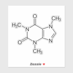 Pegatina Cafeína Molécula Química Átomos de café
