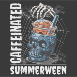 Pegatina Caffeinated Skull Iced Coffee Summerween Goth