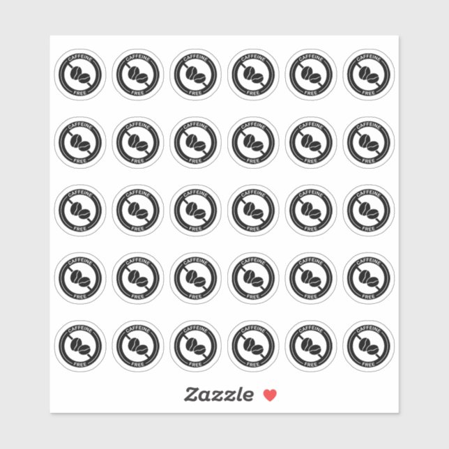 Pegatina Caffeine Free Wedding Place Card Mini Food Allergy (Hoja)