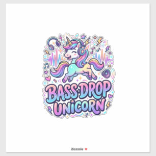 Pegatina Caída de bajo unicornio idea de regalo tipografía 