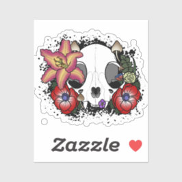 Pegatina Caída del gato en la ruina y el florecimiento