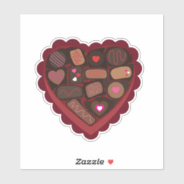 Pegatina Caja de chocolates en forma de corazón para San Va