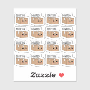 Pegatina Caja de donación de cartón Kawaii Donación de cari