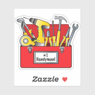 Pegatina Caja de herramientas: ¡Manitas del número uno!