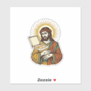 Pegatina Caja de pizza vacía de Jesús nevera traición humor