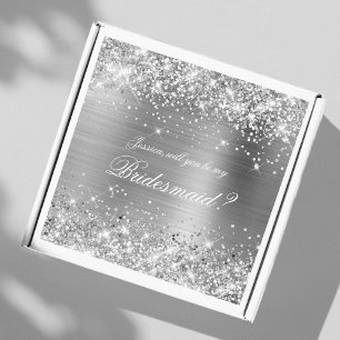 Pegatina Caja de regalo de propuesta de dama de honor plate