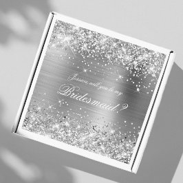 Pegatina Caja de regalo de propuesta de dama de honor plate