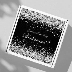 Pegatina Caja de regalo de propuesta para dama de honor neg