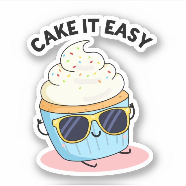 Pegatina Cake It Easy Funny Cupcake Pun (Anverso)