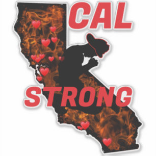 Pegatina CAL FIRE FUERTE Red Blk CA Sólido Corazón