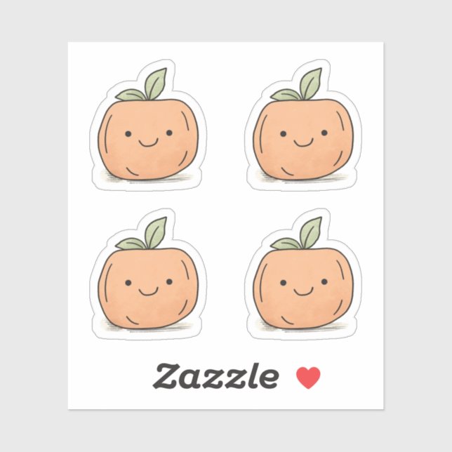 Pegatina Calabaza acuática del Naranja Cute Kawaii (Hoja)