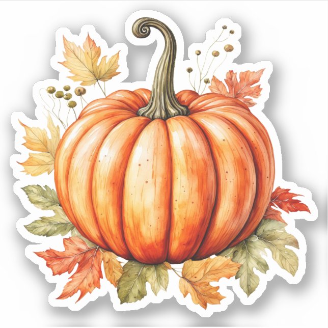 Pegatina Calabaza acuática sobre hojas de arce (Anverso)