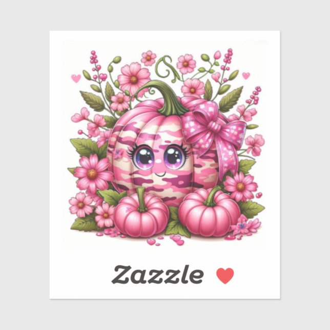 Pegatina Calabaza de camoflaus rosada (Hoja)