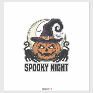 Pegatina Calabaza de Halloween Gato Bruja Sombrero Camiseta