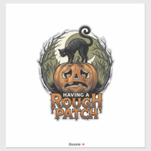 Pegatina Calabaza de Halloween Gato Parche Áspero Grabado A
