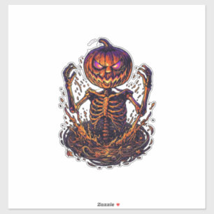 Pegatina Calabaza de Halloween Portal de Magia de Esqueleto