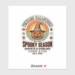 Pegatina Calabaza de Halloween Sombrero de Bruja Divertido