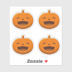 Pegatina Calabaza de Halloween sonriente, juego de 4