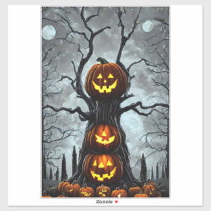 Pegatina calabaza de linterna de jacko espeluznante arte de