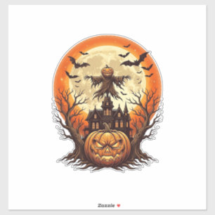 Pegatina Calabaza Espantosa Espantapájaros Casa Embrujada L