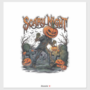 Pegatina Calabaza Monstruosa de Linterna de Cementerio de N